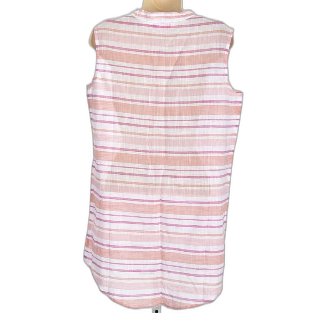 Fresh Produce Striped Sleeveless Cotton Henley Blouse Size XS - Picture 2 of 4